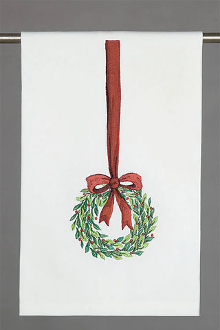 Wreath Bow Kitchen Towel - Christmas-[product_category]-Whatsoever Things