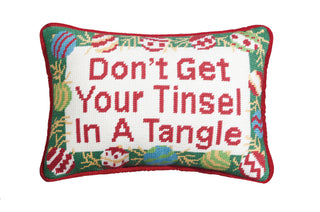 Tinsel Tangle Embroidered Needlepoint Pillow-Pillows-[product_category]-Whatsoever Things