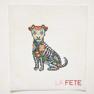 Día de los Muertos Dog Hand Painted Needlepoint Canvas