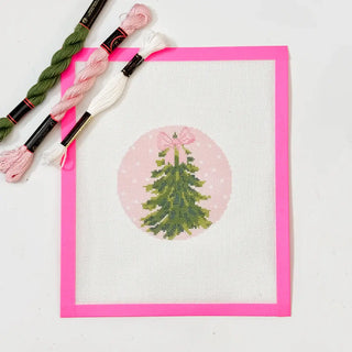 Hand-Painted Bow Christmas Tree Needlepoint Ornament Canvas