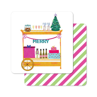 Merry Christmas Bar Cart- 6 Pack Coasters - Christmas-[product_category]-Whatsoever Things