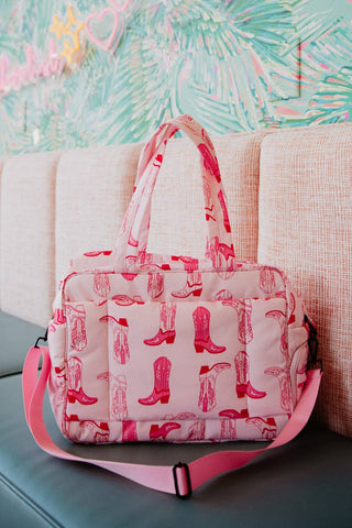 Light Pink Western Boots Weekender Bag-Bags-[product_category]-Whatsoever Things