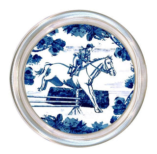Equestrian Blue Toile Jumper Coaster-Drinkware-[product_category]-Whatsoever Things