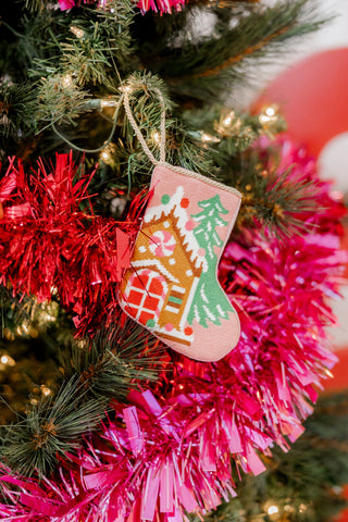 Gingerbread House Embroidered Mini Stocking