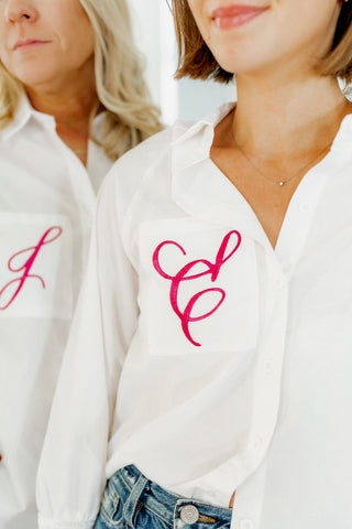 Smocked Cuff Boyfriend Shirt-Women's Long Sleeves-[product_category]-Whatsoever Things