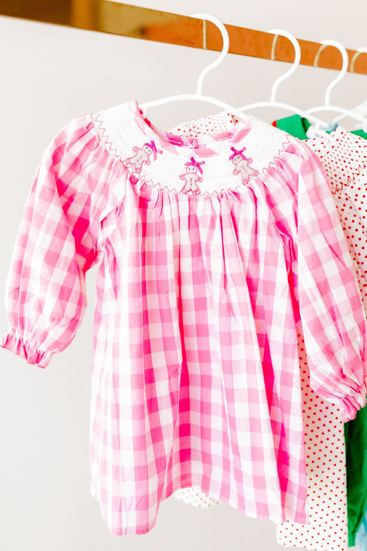 Plaid Gingerbread Smocked Dress