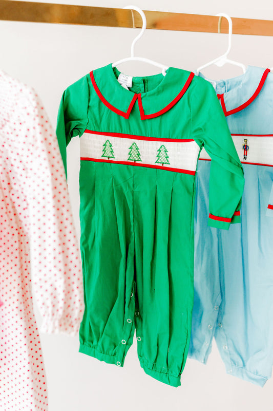 Christmas Tree Smocked Romper