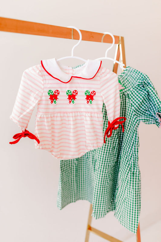 'Pink Candy Cane' Baby Bubble Romper