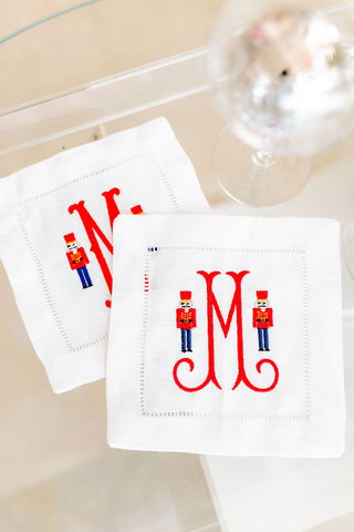 'Nutcracker' Embroidered Cocktail Napkins, Set of 4-Napkins-[product_category]-Whatsoever Things