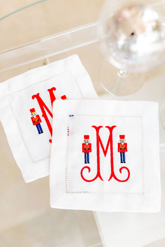 'Nutcracker' Embroidered Cocktail Napkins, Set of 4