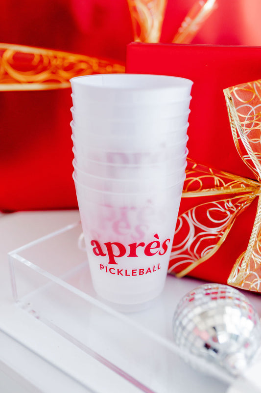 'Apres Pickleball' Frosted Cups, Set of 8