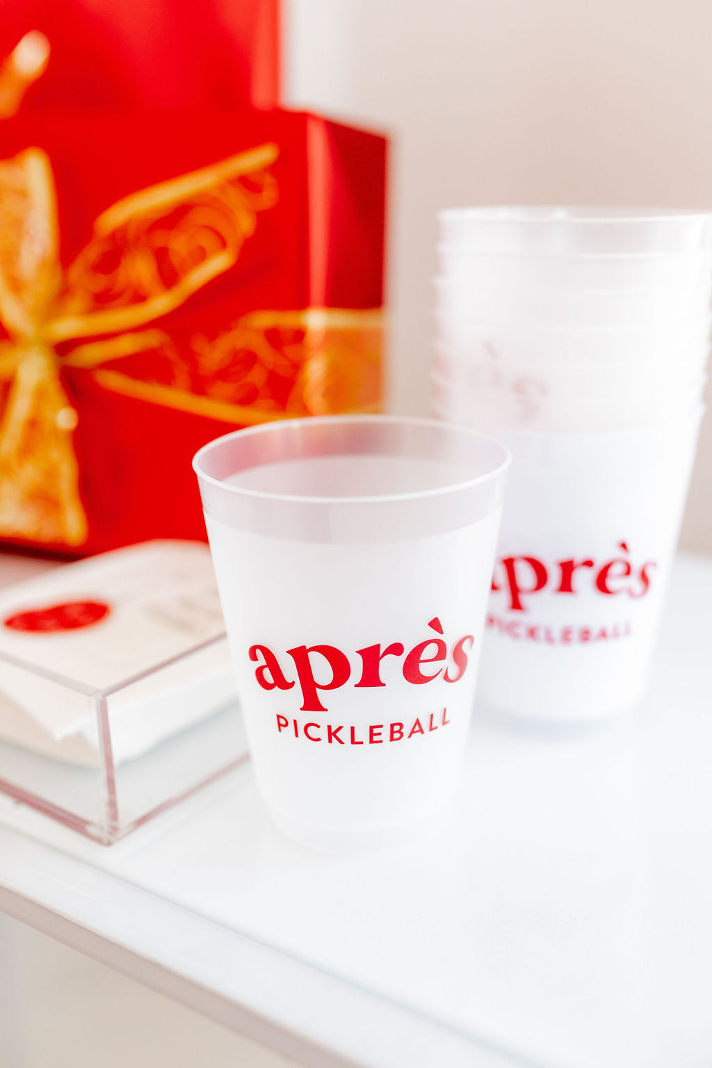 'Apres Pickleball' Frosted Cups, Set of 8