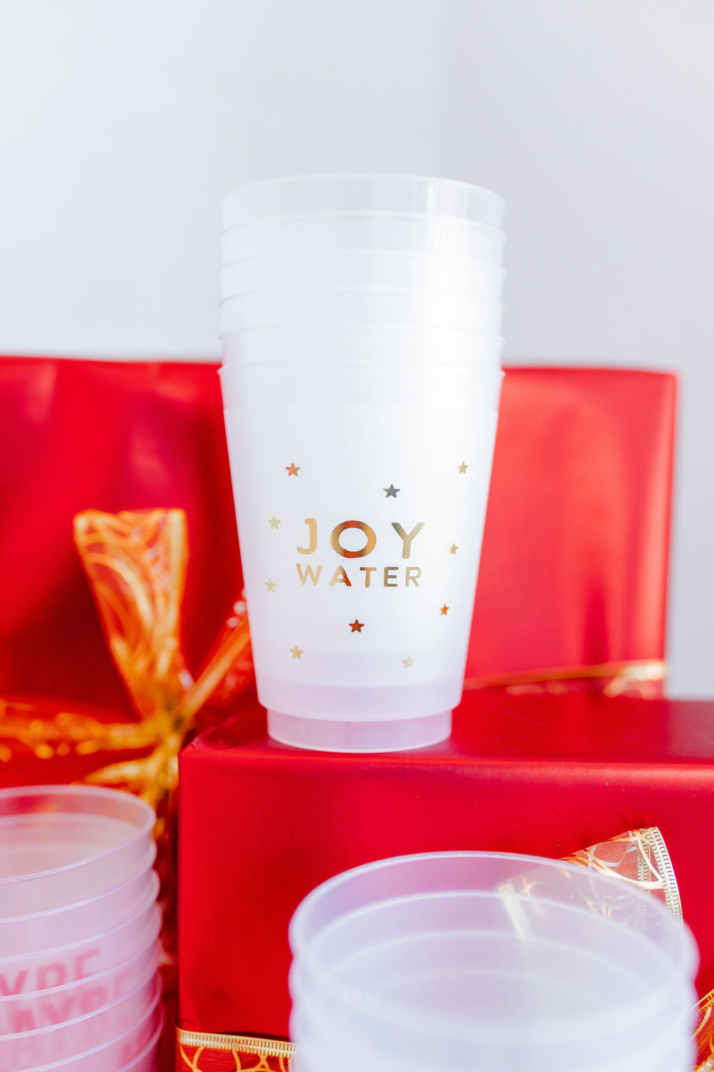 Gold Foil Frost Cup-Joy Water 6pk