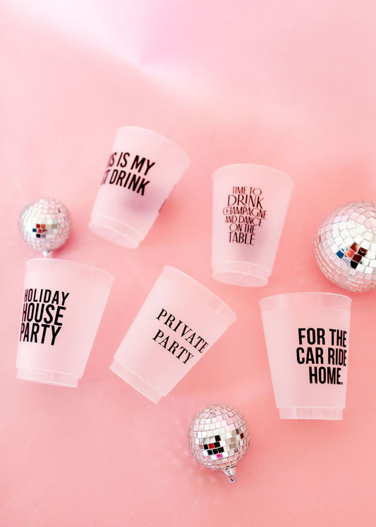 'Holiday House Party' Frosted Cups, Set of 8