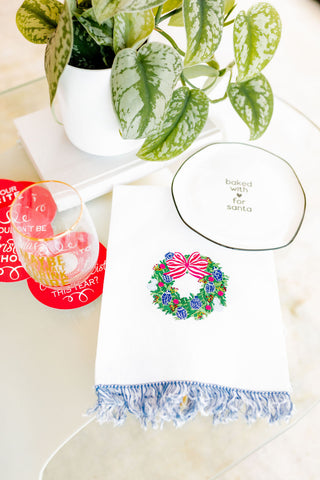 Chinoiserie Christmas Embroidered Guest Towel-Towels-[product_category]-Whatsoever Things