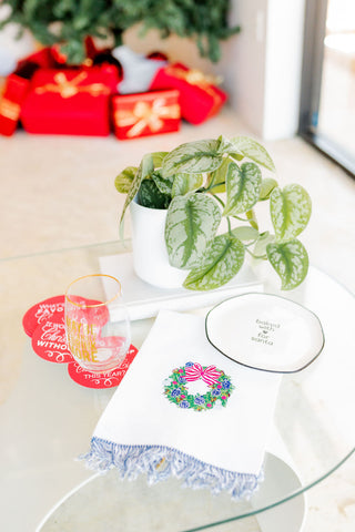 Chinoiserie Christmas Embroidered Guest Towel-Towels-[product_category]-Whatsoever Things