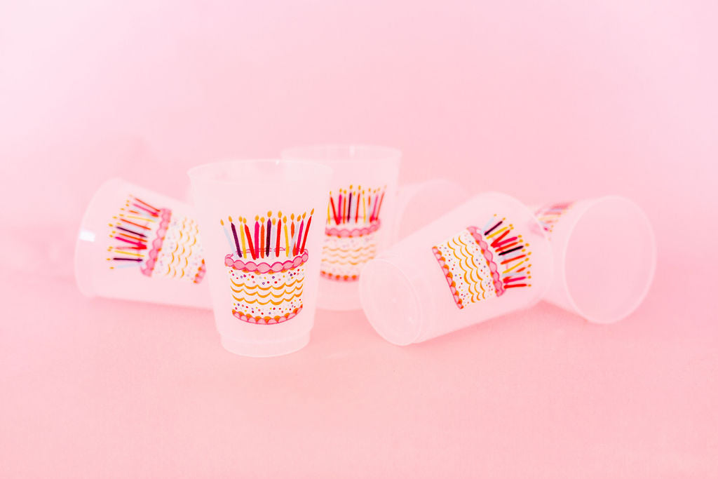 'Birthday Cake' Frosted Cups, Set of 10