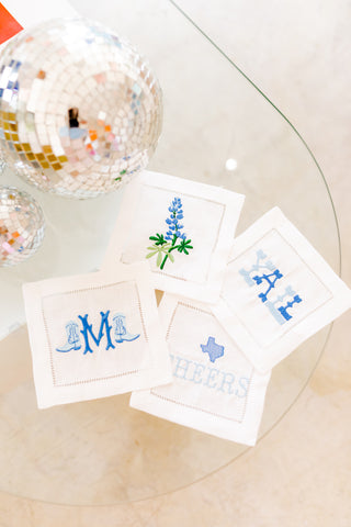Texas Embroidered Cocktail Napkins-Napkins-[product_category]-Whatsoever Things