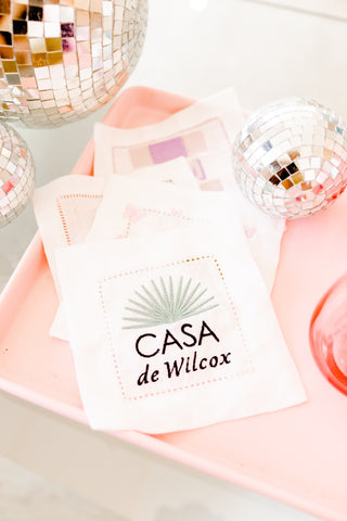 Casa Embroidered Cocktail Napkins (set of four)-Napkins-[product_category]-Whatsoever Things