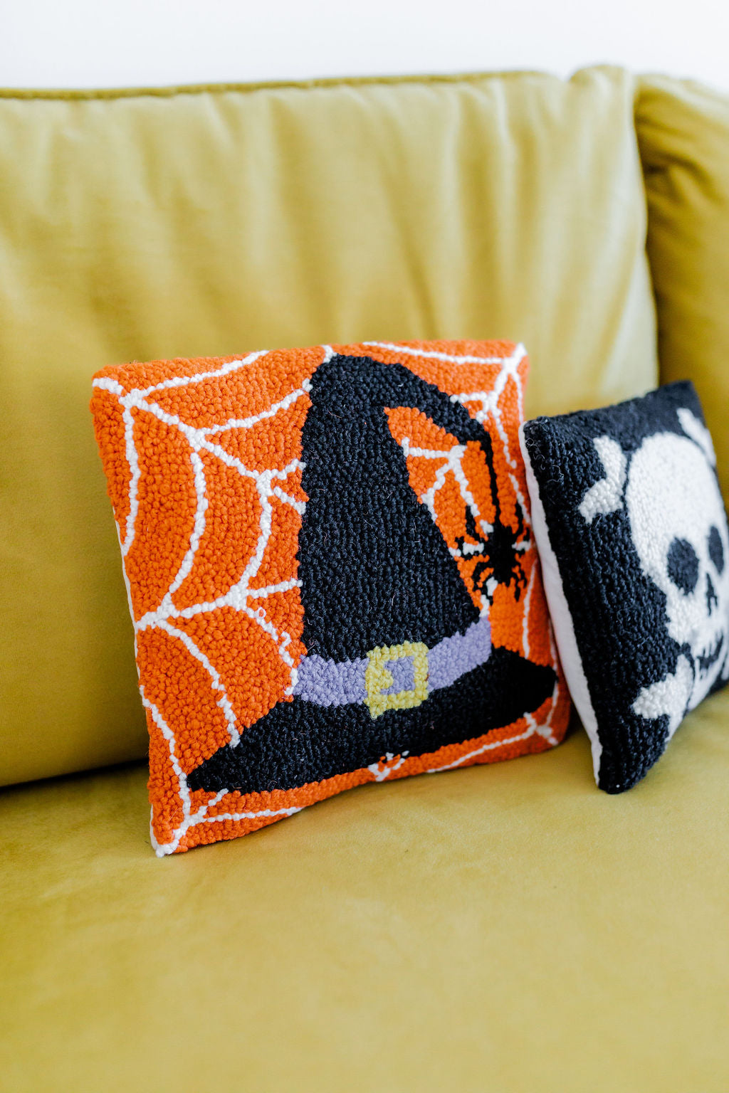 Witch Hat & Spider Hook Pillow-Throw Pillows-[product_category]-Whatsoever Things