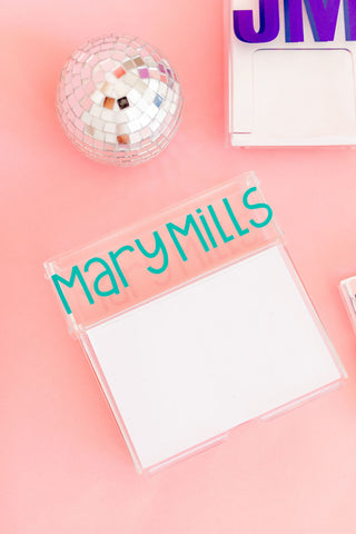 Acrylic Memo Pad Holder with Pen / Pencil Compartment-Notebooks & Notepads-[product_category]-Whatsoever Things