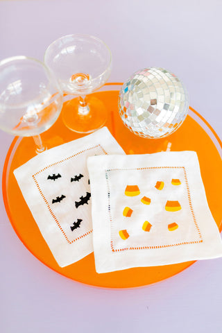 'Candy Corn' Embroidered Cocktail Napkins (Set of Four)-Napkins-[product_category]-Whatsoever Things