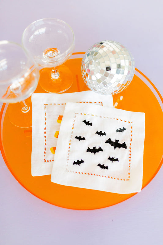 'Bat' Embroidered Cocktail Napkins (Set of Four)