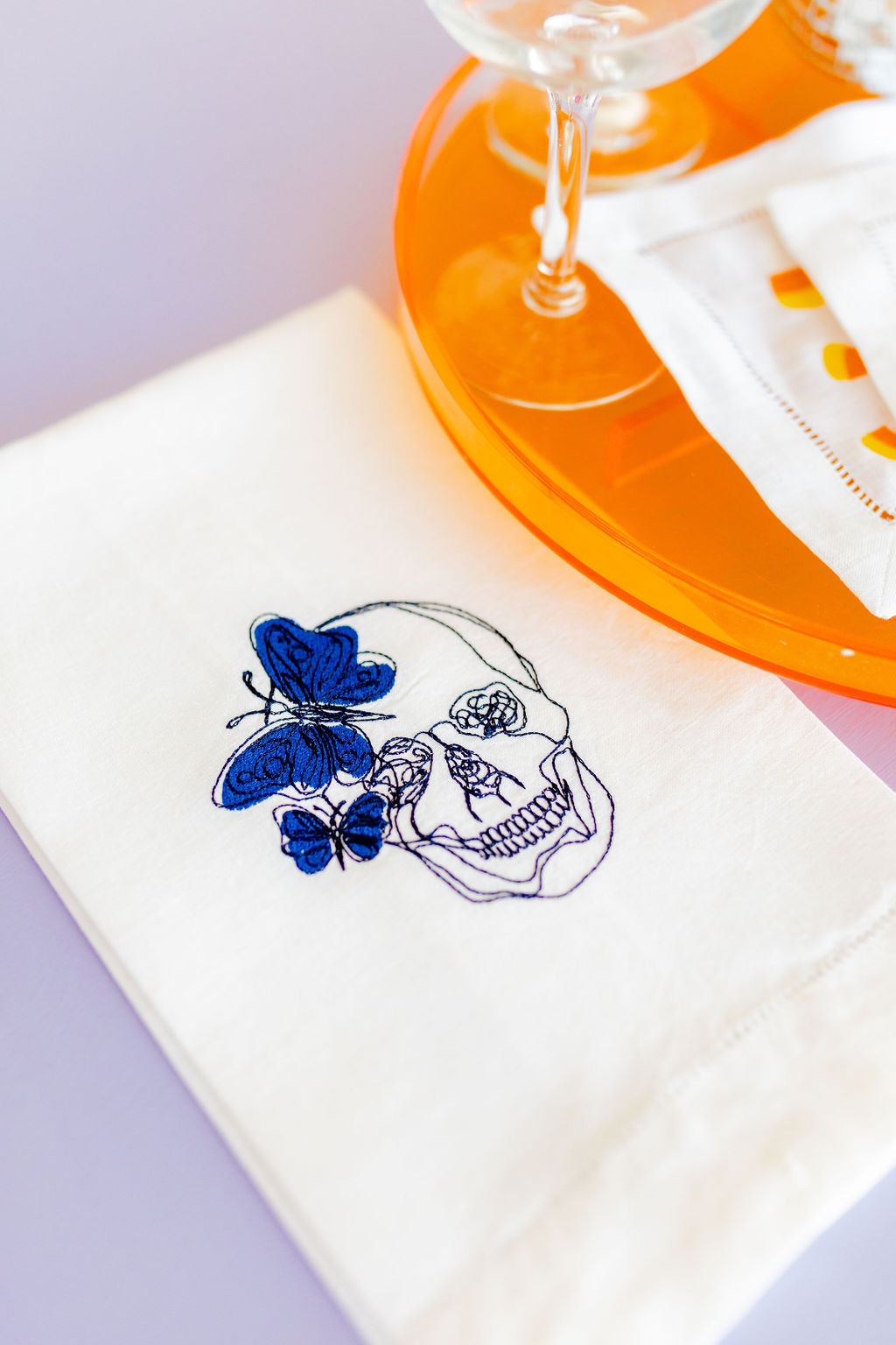 'Butterfly Skeleton' Embroidered Guest Towel