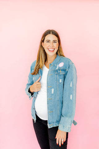 Embroidered Jean Jacket-Women's Outerwear-[product_category]-Whatsoever Things