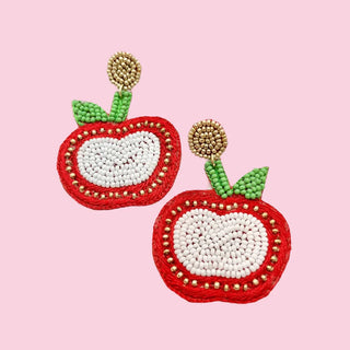 Beaded Apple Statement Earrings