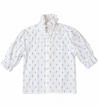 Upcycled Ruffle Collar Short Sleeve Shirts