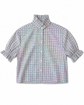 Upcycled Ruffle Collar Short Sleeve Shirts