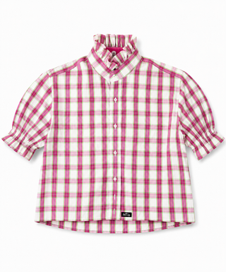 Upcycled Ruffle Collar Short Sleeve Shirts