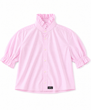 Upcycled Ruffle Collar Short Sleeve Shirts