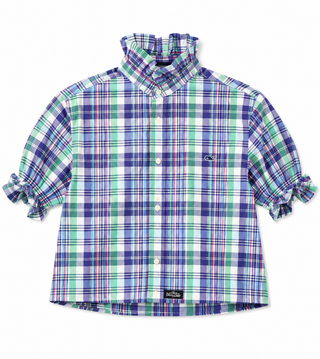 Upcycled Ruffle Collar Short Sleeve Shirts