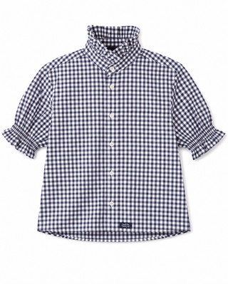 Upcycled Ruffle Collar Short Sleeve Shirts