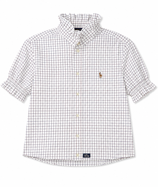 Upcycled Ruffle Collar Short Sleeve Shirts
