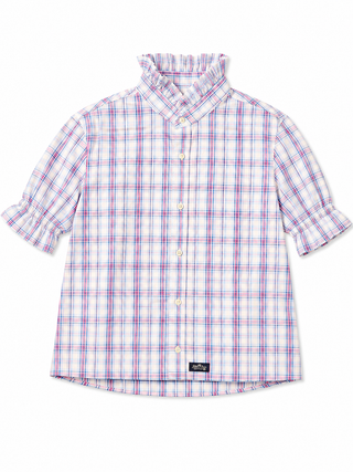 Upcycled Ruffle Collar Short Sleeve Shirts