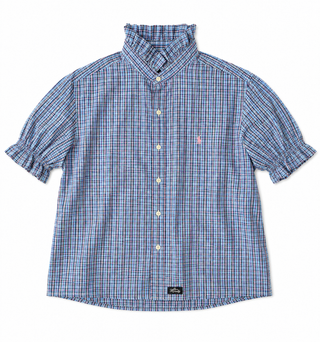 Upcycled Ruffle Collar Short Sleeve Shirts