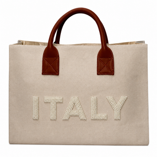 Italy Hand-Beaded Canvas Tote
