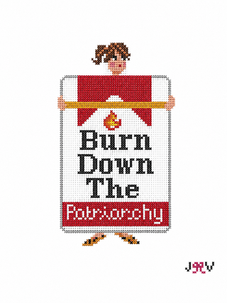 Burn Down the Patriarchy – Stitch Printed™ Needlepoint Canvas 🔥🪡