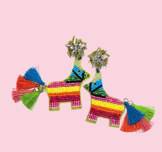 Fiesta Piñata Tassel Statement Beaded Earrings