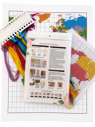 Around the World in Stitches – World Map Needleworks Kit