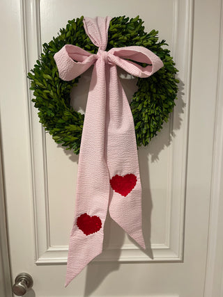 Seersucker Bow Sash / wreath sash-Sashes-[product_category]-Whatsoever Things