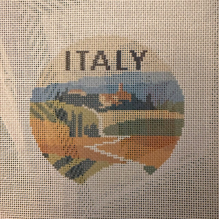 Italy Travel Round Needlepoint Canvas