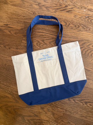 Texas Canvas Crawl Large Zippered Tote Bag