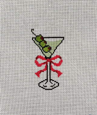 Dirty Martini with Pink Bow Needlepoint Canvas
