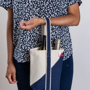 Canvas Embroidered Wine Bag