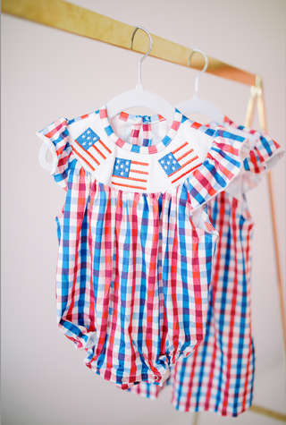 4th Of July American Flag Gingham Smocked Rompers and Dresses-Baby & Kids Clothing-[product_category]-Whatsoever Things