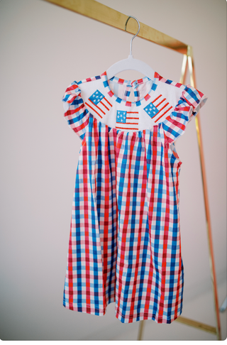 4th Of July American Flag Gingham Smocked Rompers and Dresses-Baby & Kids Clothing-[product_category]-Whatsoever Things
